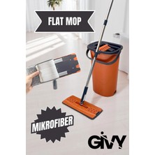 Premini Luna Bakır Renk Flat Mop Mikrofiber Temizlik Seti 360° Dönebilen Sapli