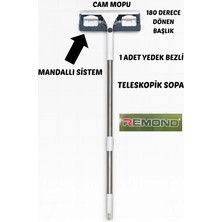 Premini Mikrofiber Bezli 180° Oynar Teleskobik Cam Temizleyici
