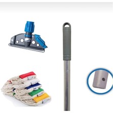 Premini Temizlik Seti: 5 Adet 350G Islak Mop, 1 Adet Mop Aparatı ve Metal Sap