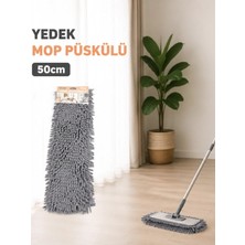 Premini 50 cm Yedek Mikrofiber Mop Püskülü, Islak ve Kuru Temizlik Için Uyumlu
