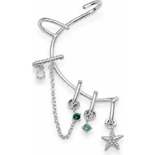 Venüs Design Çelik Taşlı Yıldız  Earcuff