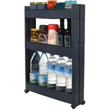 Premini 3 Katlı Tekerlekli Siyah Mutfak ve Banyo Organizer Rafı