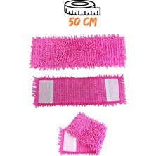 Premini Yumuşak Mikrofiber Makarna Mop Ucu, Pembe, 50 Cm, Temizlik Kolaylığı