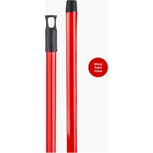 Premini Kırmızı Metal Saplı Vidalı Fırça Sopası, 120 Cm, Güçlü ve Dayanıklı