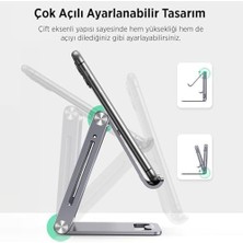 Alüminyum Katlanabilir Metal Masaüstü Telefon Tutucu Standı Gümüş
