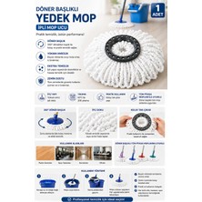 Premini Döner Mop Yedek Uç Ipli, 360° Uyumlu Temizlik Mop Başlığı