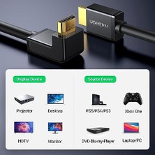 Mabelme Store HDMI Kablosu 4K Açılı 1m 90 Derece Açılı Fiş HDMI Açılı Kablo 2.0 18 Gbit/s Ethernet Hdr 3D Arc Destekler, Pc, Blue-Ray Oynatıcı, XBOX360, Ps3, Ps4 Vb. ile Uyumludur