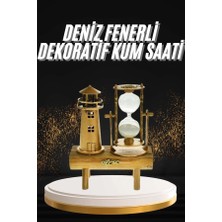 Karahanbey Hediyelik Eşya Retro Deniz Fenerli Kum Saati Ahşap Görünümlü Dekoratif Eşya