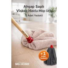 Premini 3’lü Viskoz Havlu Paspas Mop Seti, Ahşap Sapli, Süper Emici, Pratik Kullanım