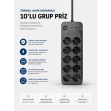 Cm Store Termal Akım Korumalı USB Type-C Girişli 10'lu Grup Priz 2500W Güç Kapasitesi (Kopya)
