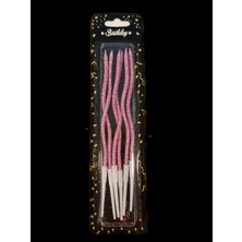 Mumay Mum Uzun  Burgulu Pembe Simli 6 Lı 15 cm