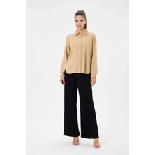 Invee Modal Penye Kısa Gömlek Camel 7253