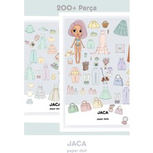 Jaca Paper Doll Kes-Yapıştır-Oyna Mega Set 200+ Parça Kız Giydirme Kombin Oyunu