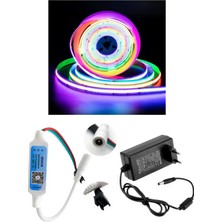Powerr Led Aydınlatma 5 Metre 12V 12MM Iç Mekan 720 Pixel Cob Ledli SP621 Bluetooth Cep Telefonundan Kumandalı 5A Priz Tipi Plastik Adaptörlü Set