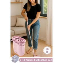 Premini Prizli 3 Bölmeli Trio Tablet Mop Temizlik Seti + Yedek Mikrofiber Bez
