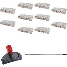 Premini 10'lu Beyaz Islak Mop Takımı, Metal Sap ve Tutucu, 17 Cm, Hafif ve Dayanıklı