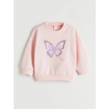 Lc Waikiki Yeni Sezon Bisiklet Yaka Pul Işlemeli Kız Çocuk Sweatshirt