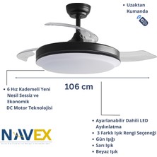 Navex Black  Gizli Kanat Tavan Vantilatörü 106 cm