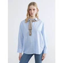 Lc Waikiki Yeni Sezon Çizgili Oversize Poplin Kadın Gömlek