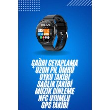 EstoreBox Amoled Ekran Metal Deri Silikon Kordonlu Uyku ve Sağlık Takibi