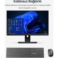 Grains Global SPT6318 Kablosuz Klavye ve Mouse Seti, Tam Boyutlu, Sağ ve Sol Elle Kullanıma Uygun Türkçe Q Klavye Mouse Seti Siyah