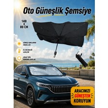 Ufak Tefek Şeyler Togg T10X V2 Rwd Uzun Menzil 2025 Ön Cam Güneşliği Şemsiye Tipi Gümüş - Siyah Renk UV Koruma