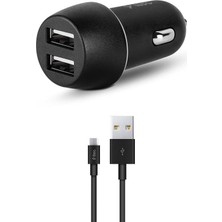 Grains Global Duo 3.1A Araç Şarj Aleti Çift USB + Micro USB Kablo Siyah