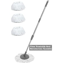 Premini Paslanmaz Metal Mop ve Yedek Sap Seti, Uyumlu Temizlik Araçları