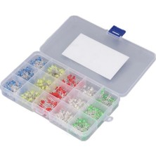 Voltaj 500 Adet 3mm LED Seti (Beyaz, Kırmızı, Mavi, Yeşil, Sarı) Plastik Kutu Içinde
