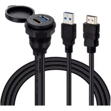 Voltaj 2 Bağlantılı Gömme Panel Montaj USB Uzatma Kablosu - 2 Metre