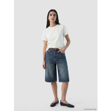 Lc Waikiki Yeni Sezon Beli Kemerli Bermuda Fit Kadın Jean Şortolon