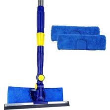 Premini Teleskopik Camsil 2 Yedek Bezli Oynar Başlıklı Mikrofiber Cam Silme Aparatı