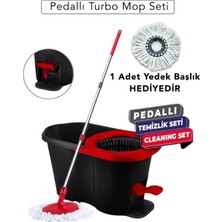 Premini Pratik Pedallı Turbo Mop Seti, 1 Yedek Başlık Hediyeli