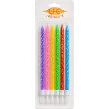 Efe Pastacılık Uzun Pul Simli Karışık Renkli Pasta Mumu 17 cm