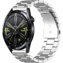 Kreton Huawei Watch Gt3 46MM ile Uyumlu Kordon Klasik Baklava Model Paslanmaz Çelik Metal Kayış