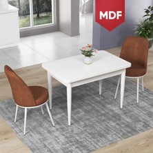 Canisa Concept Nil Serisi MDF 70 x 110 cm Sabit Beyaz Mutfak Masa Takımı+2 Adet Sandalye