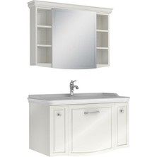 Kale Arte+ 100 Cm Parlak Beyaz Banyo Dolabı Takımı (Krom Kulp)