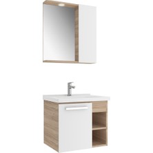 Kale Mare 65 Cm Beyaz-Meşe Banyo Dolabı Takımı