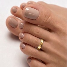 Pure Love Atelier Gümüş Üzeri Altın Kaplama, Çift Bombe Formlu Ayak Yüzüğü