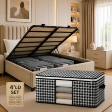 Formeya Baza ve Yatak Altı Uyumlu 4 Adet Lüks Pencereli Dolap Düzenleyici Hurç Baza Altı Hurç 64  x  45  x  22 cm