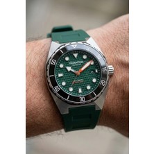 Quantum Barracuda Otomatik Kasa Erkek Kol Saati | 46 mm Kasa, Yeşil Silikon Kordon, Safir Cam