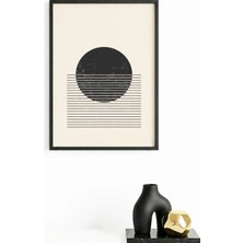 Huhuli Doğal Ahşap Çerçeveli Geometrik Desenli Tablo - Minimal | HUHU1427