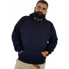 Xanimal Kapüşonlu Büyük Beden Erkek Sweatshirt Lacivert Uzun Kol %100 Pamuklu Rahat Tasarım