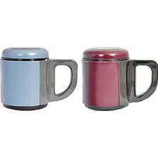 Andoutdoor AND430 Içi Çelik Dışı Plastik Kupa Mug, Kırmızı/ Mavi, 500 Mg