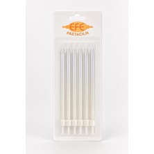 Efe Pastacılık Gümüş Beyaz Uzun Pasta Mumu 17 cm