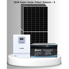 SB Solar 3kw Lityum Hazır Solar Paket | Buzdolabı + Çamaşır Makinesi + Tv | (Montaj Ekipmanları Dahil)
