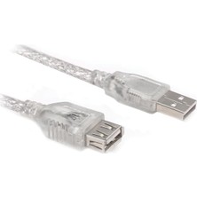 Elektromer USB Uzatma Kablosu 3 Metre Şeffaf Powermaster