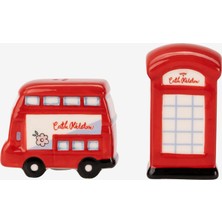 Cath Kidston London Kırmızı Stoneware Tuzluk ve Biberlik 12,5x5,5x9 cm