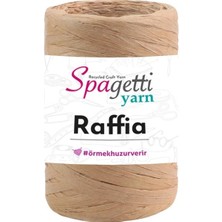 Bej Renkli Spagetti Yarn Raffia İp %100 Kağıttan Üretilmiş Tığ İşi ve Süsleme İçin Kullanım