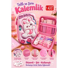 Artlantis Pembe Kabartmalı Bölmeli Kalemlik 1 Adet P-5984 Kız Çocuk Okul Kalem Kutusu 3 Boyutlu Fermuarlı Hediyelik